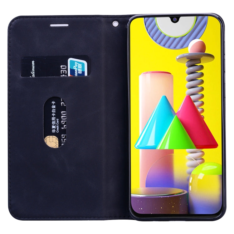 For Samsung Galaxy M31 Frosted Business Magnetic Horizontal Flip PU Leather Case with Holder & Card Slot & Lanyard