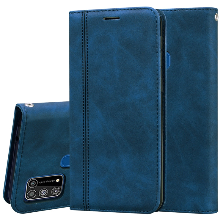 For Samsung Galaxy M31 Frosted Business Magnetic Horizontal Flip PU Leather Case with Holder & Card Slot & Lanyard