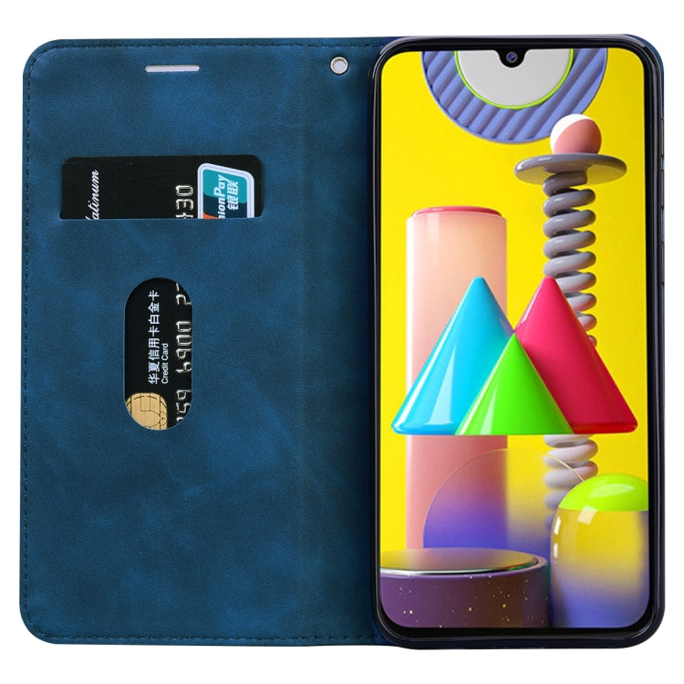 For Samsung Galaxy M31 Frosted Business Magnetic Horizontal Flip PU Leather Case with Holder & Card Slot & Lanyard