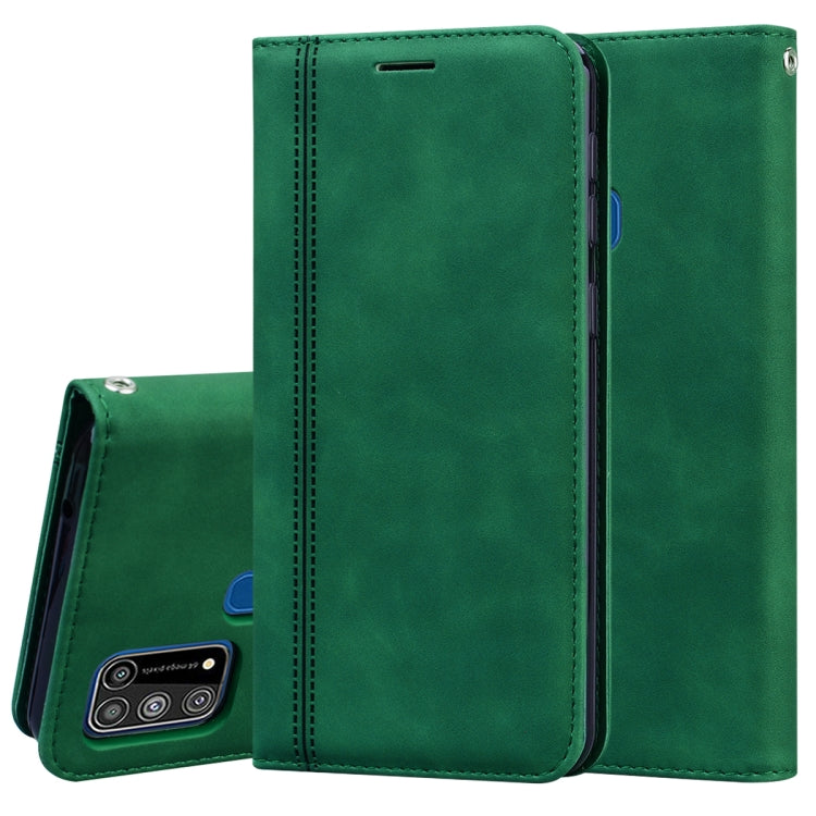 For Samsung Galaxy M31 Frosted Business Magnetic Horizontal Flip PU Leather Case with Holder & Card Slot & Lanyard