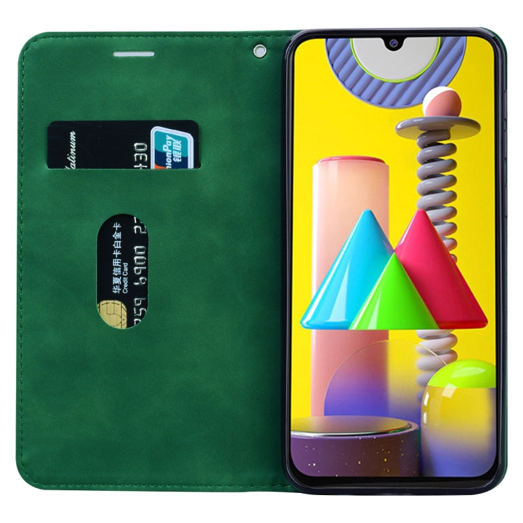 For Samsung Galaxy M31 Frosted Business Magnetic Horizontal Flip PU Leather Case with Holder & Card Slot & Lanyard