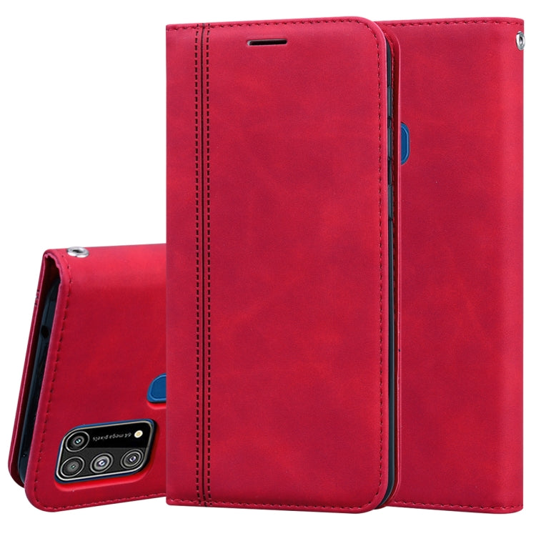 For Samsung Galaxy M31 Frosted Business Magnetic Horizontal Flip PU Leather Case with Holder & Card Slot & Lanyard