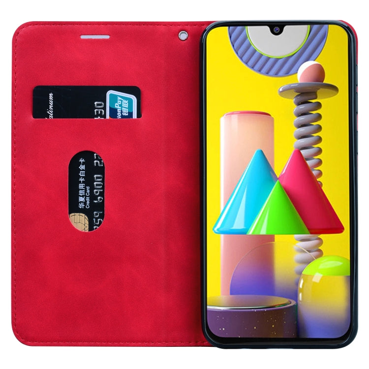 For Samsung Galaxy M31 Frosted Business Magnetic Horizontal Flip PU Leather Case with Holder & Card Slot & Lanyard