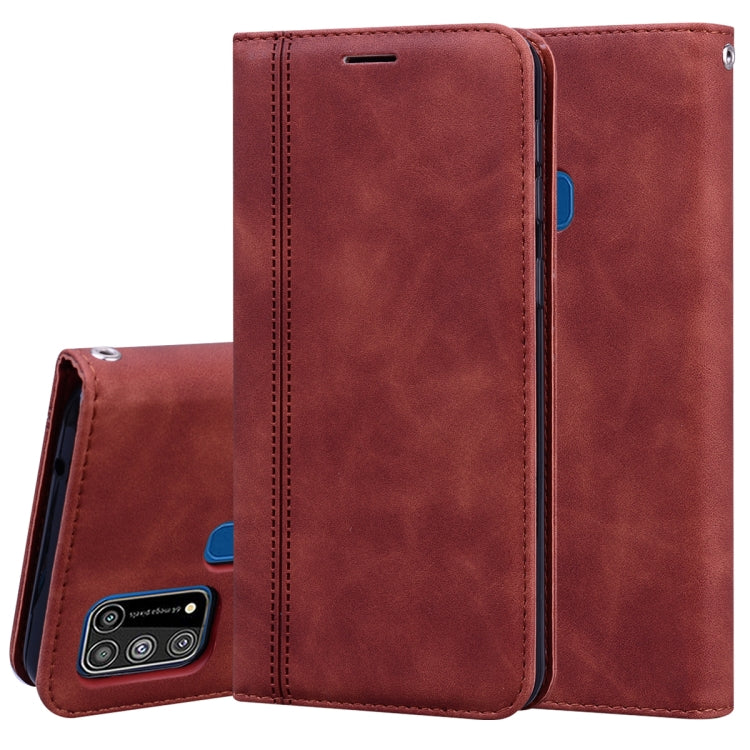 For Samsung Galaxy M31 Frosted Business Magnetic Horizontal Flip PU Leather Case with Holder & Card Slot & Lanyard