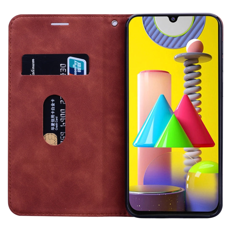 For Samsung Galaxy M31 Frosted Business Magnetic Horizontal Flip PU Leather Case with Holder & Card Slot & Lanyard