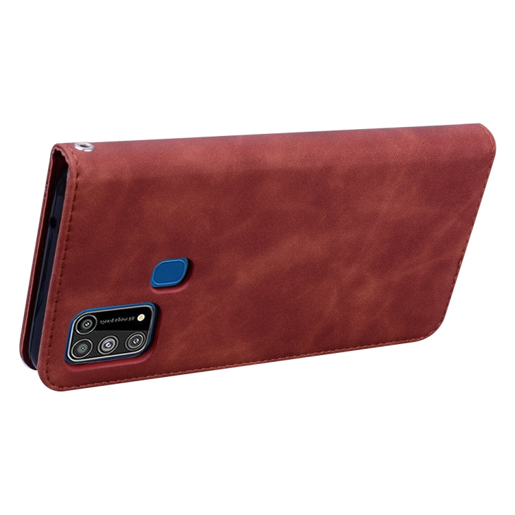 For Samsung Galaxy M31 Frosted Business Magnetic Horizontal Flip PU Leather Case with Holder & Card Slot & Lanyard