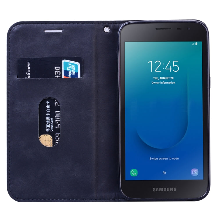 For Samsung Galaxy J2 Core Frosted Business Magnetic Horizontal Flip PU Leather Case with Holder & Card Slot & Lanyard