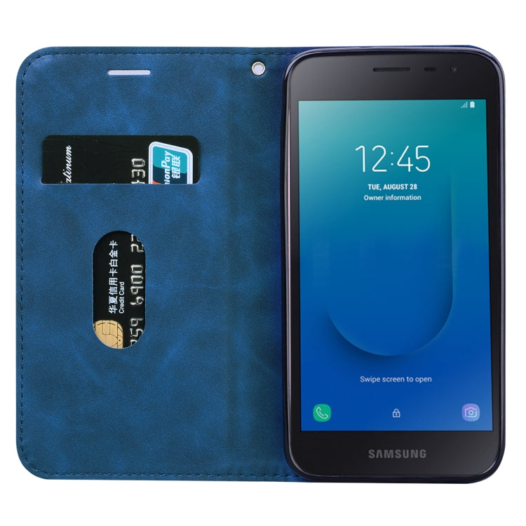 For Samsung Galaxy J2 Core Frosted Business Magnetic Horizontal Flip PU Leather Case with Holder & Card Slot & Lanyard
