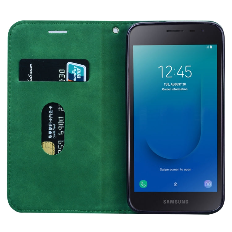 For Samsung Galaxy J2 Core Frosted Business Magnetic Horizontal Flip PU Leather Case with Holder & Card Slot & Lanyard