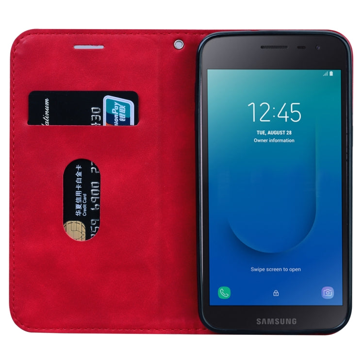 For Samsung Galaxy J2 Core Frosted Business Magnetic Horizontal Flip PU Leather Case with Holder & Card Slot & Lanyard