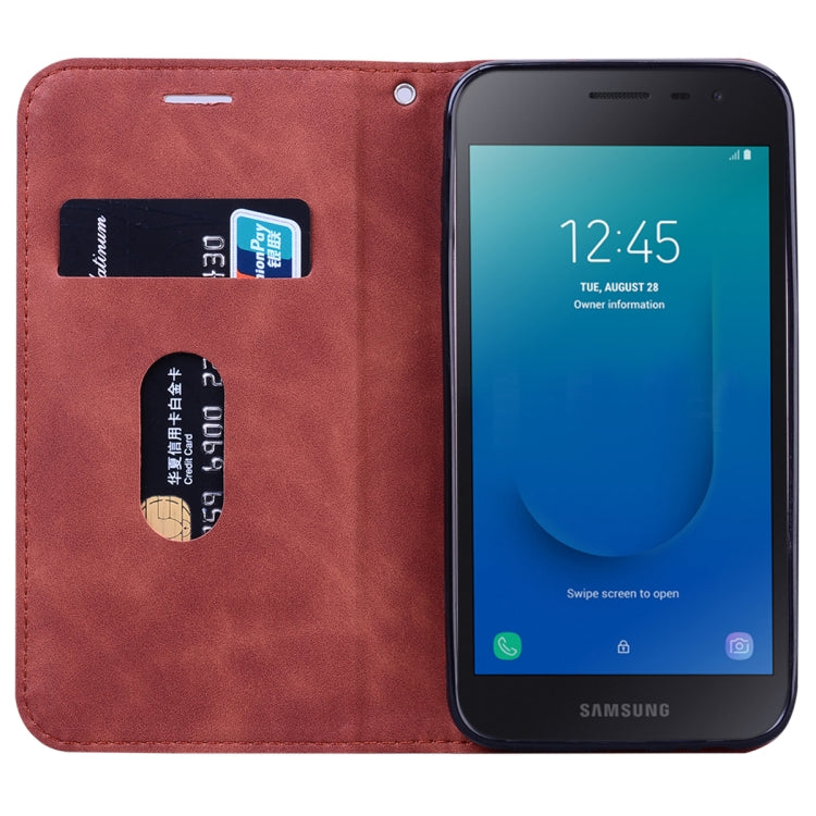 For Samsung Galaxy J2 Core Frosted Business Magnetic Horizontal Flip PU Leather Case with Holder & Card Slot & Lanyard