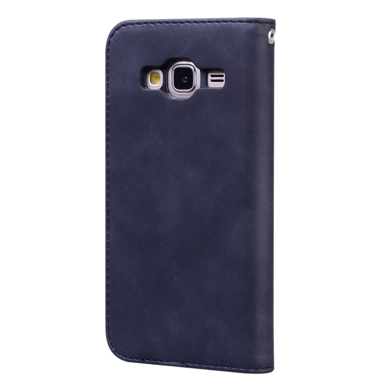 For Samsung Galaxy J3 (2016) Frosted Business Magnetic Horizontal Flip PU Leather Case with Holder & Card Slot & Lanyard