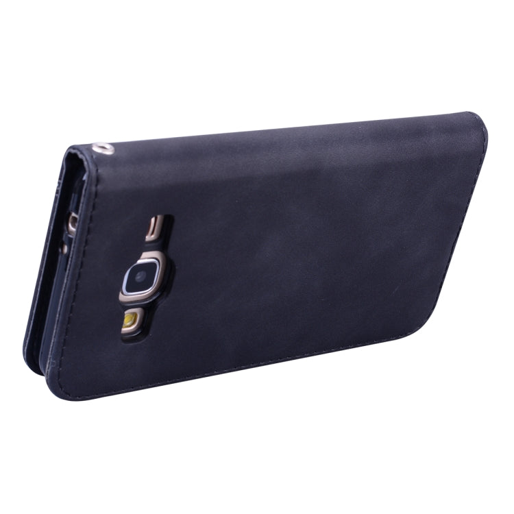 For Samsung Galaxy J3 (2016) Frosted Business Magnetic Horizontal Flip PU Leather Case with Holder & Card Slot & Lanyard