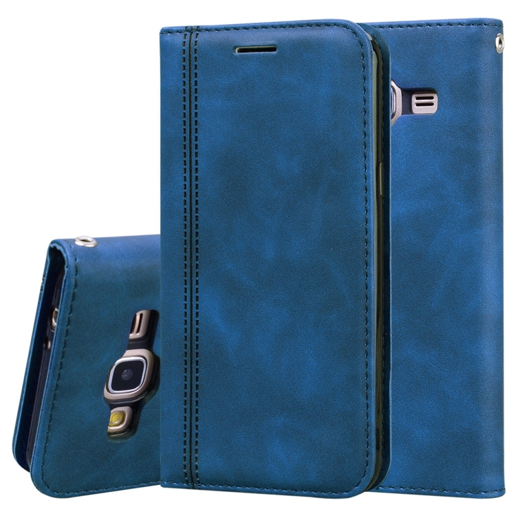 For Samsung Galaxy J3 (2016) Frosted Business Magnetic Horizontal Flip PU Leather Case with Holder & Card Slot & Lanyard