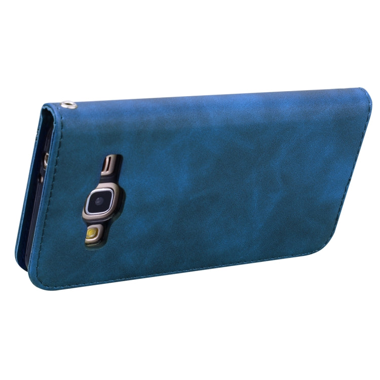 For Samsung Galaxy J3 (2016) Frosted Business Magnetic Horizontal Flip PU Leather Case with Holder & Card Slot & Lanyard