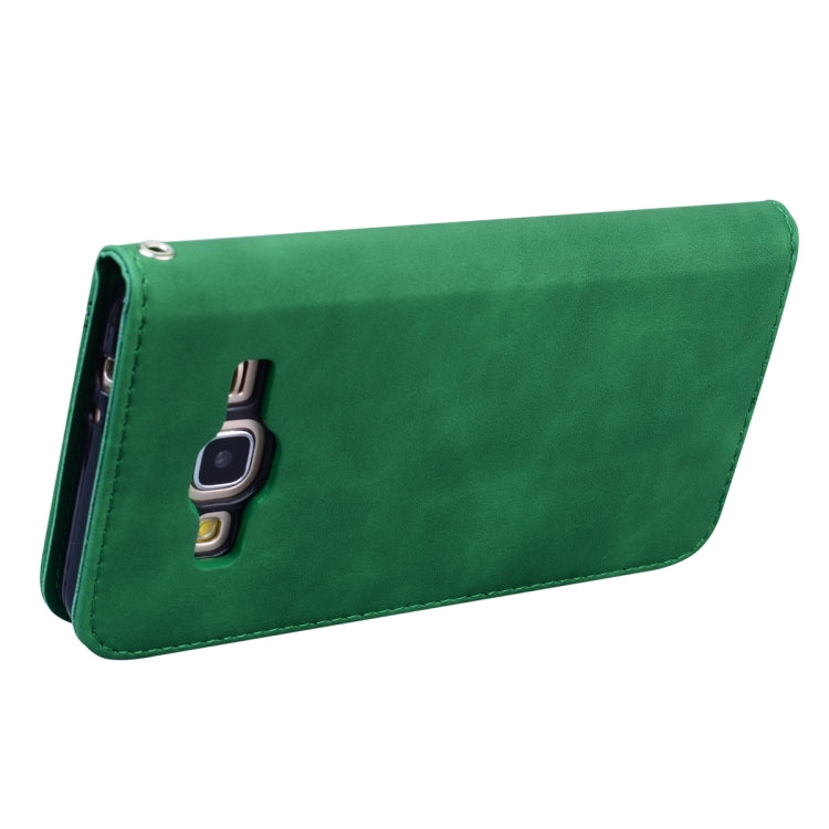 For Samsung Galaxy J3 (2016) Frosted Business Magnetic Horizontal Flip PU Leather Case with Holder & Card Slot & Lanyard