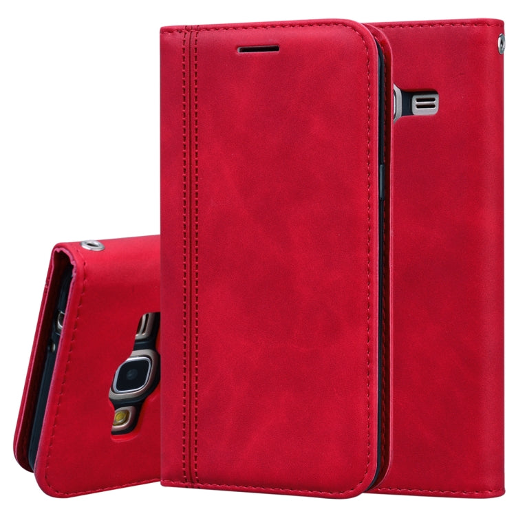 For Samsung Galaxy J3 (2016) Frosted Business Magnetic Horizontal Flip PU Leather Case with Holder & Card Slot & Lanyard