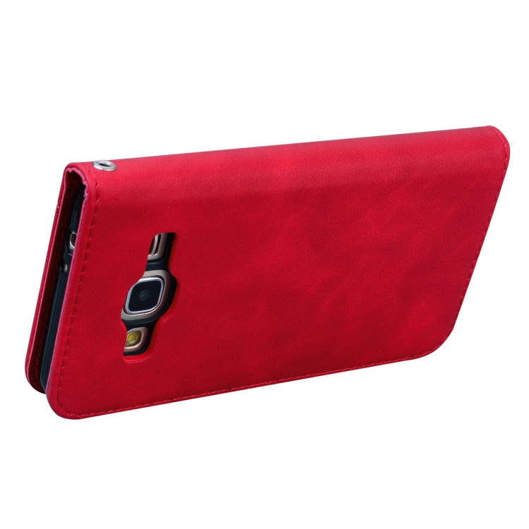 For Samsung Galaxy J3 (2016) Frosted Business Magnetic Horizontal Flip PU Leather Case with Holder & Card Slot & Lanyard