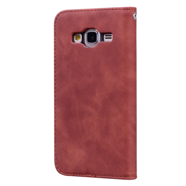 For Samsung Galaxy J3 (2016) Frosted Business Magnetic Horizontal Flip PU Leather Case with Holder & Card Slot & Lanyard