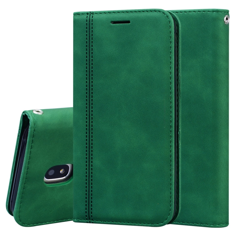 For Samsung Galaxy J3 / J330  (EU)  Frosted Business Magnetic Horizontal Flip PU Leather Case with Holder & Card Slot & Lanyard