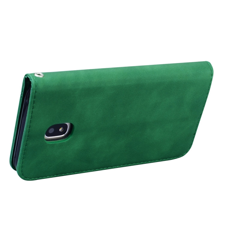 For Samsung Galaxy J3 / J330  (EU)  Frosted Business Magnetic Horizontal Flip PU Leather Case with Holder & Card Slot & Lanyard