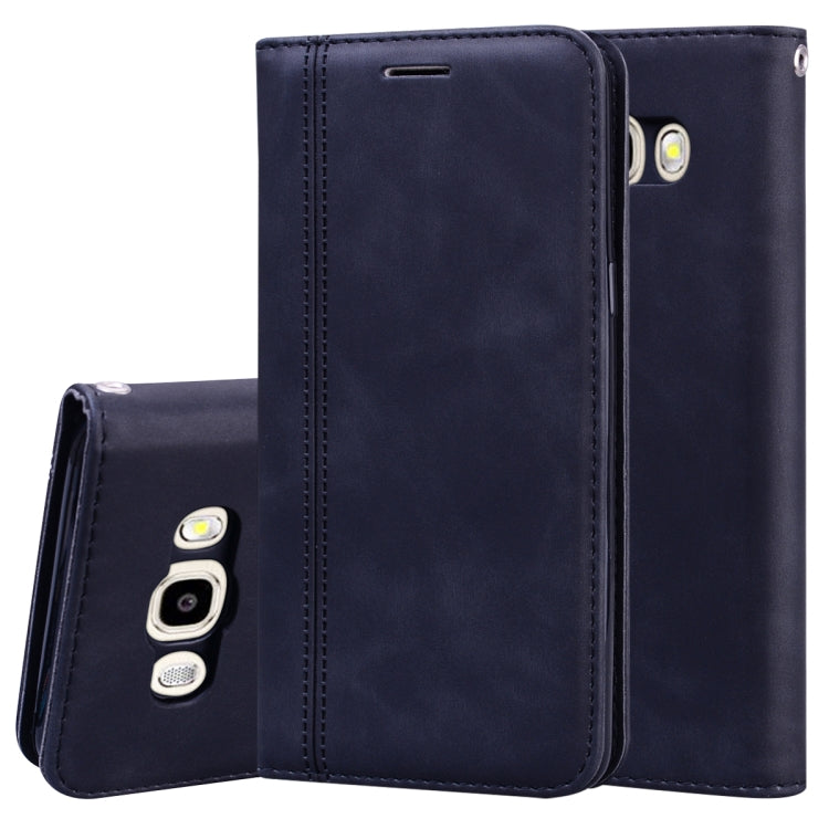 For Samsung Galaxy J5 (2016) / J510 Frosted Business Magnetic Horizontal Flip PU Leather Case with Holder & Card Slot & Lanyard
