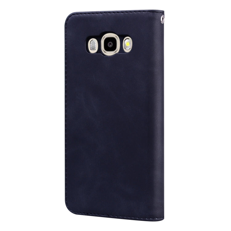 For Samsung Galaxy J5 (2016) / J510 Frosted Business Magnetic Horizontal Flip PU Leather Case with Holder & Card Slot & Lanyard