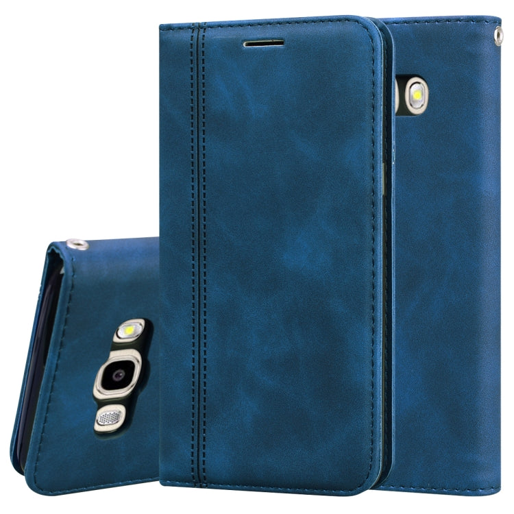 For Samsung Galaxy J5 (2016) / J510 Frosted Business Magnetic Horizontal Flip PU Leather Case with Holder & Card Slot & Lanyard