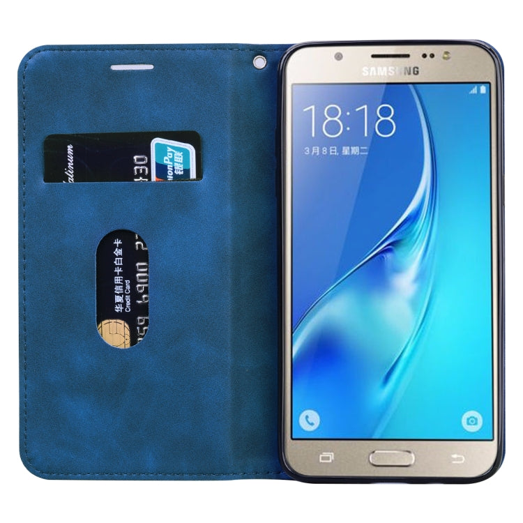 For Samsung Galaxy J5 (2016) / J510 Frosted Business Magnetic Horizontal Flip PU Leather Case with Holder & Card Slot & Lanyard