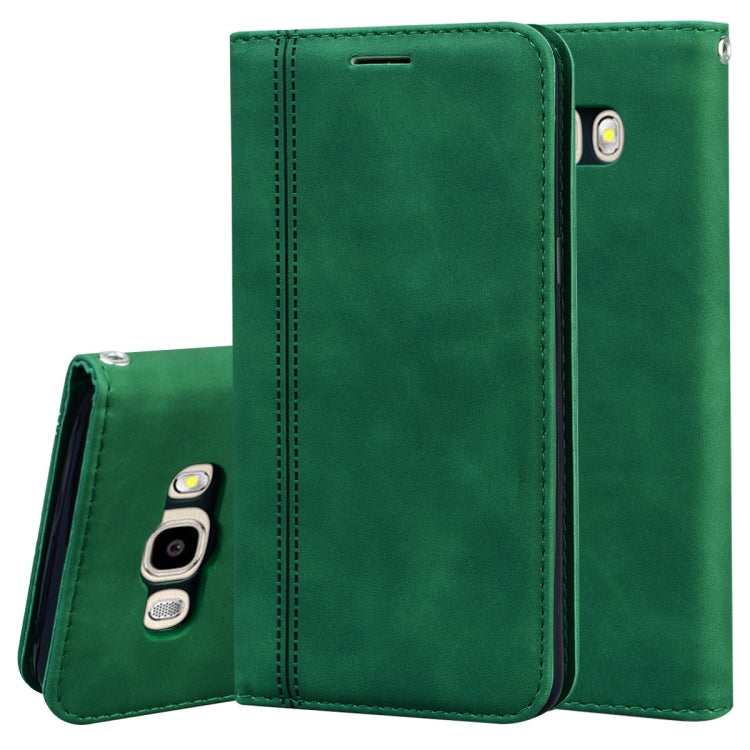 For Samsung Galaxy J5 (2016) / J510 Frosted Business Magnetic Horizontal Flip PU Leather Case with Holder & Card Slot & Lanyard