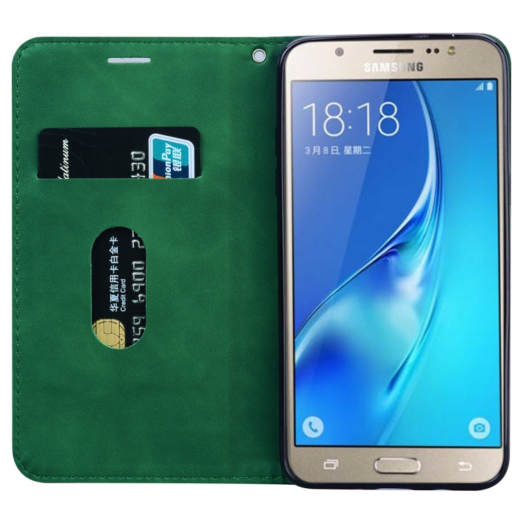 For Samsung Galaxy J5 (2016) / J510 Frosted Business Magnetic Horizontal Flip PU Leather Case with Holder & Card Slot & Lanyard