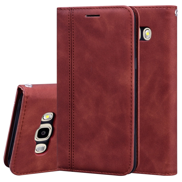 For Samsung Galaxy J5 (2016) / J510 Frosted Business Magnetic Horizontal Flip PU Leather Case with Holder & Card Slot & Lanyard