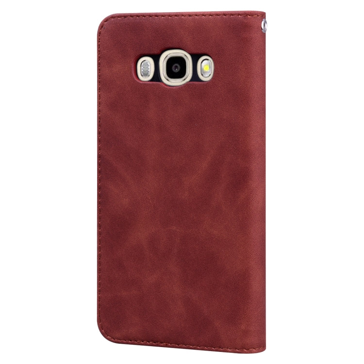 For Samsung Galaxy J5 (2016) / J510 Frosted Business Magnetic Horizontal Flip PU Leather Case with Holder & Card Slot & Lanyard