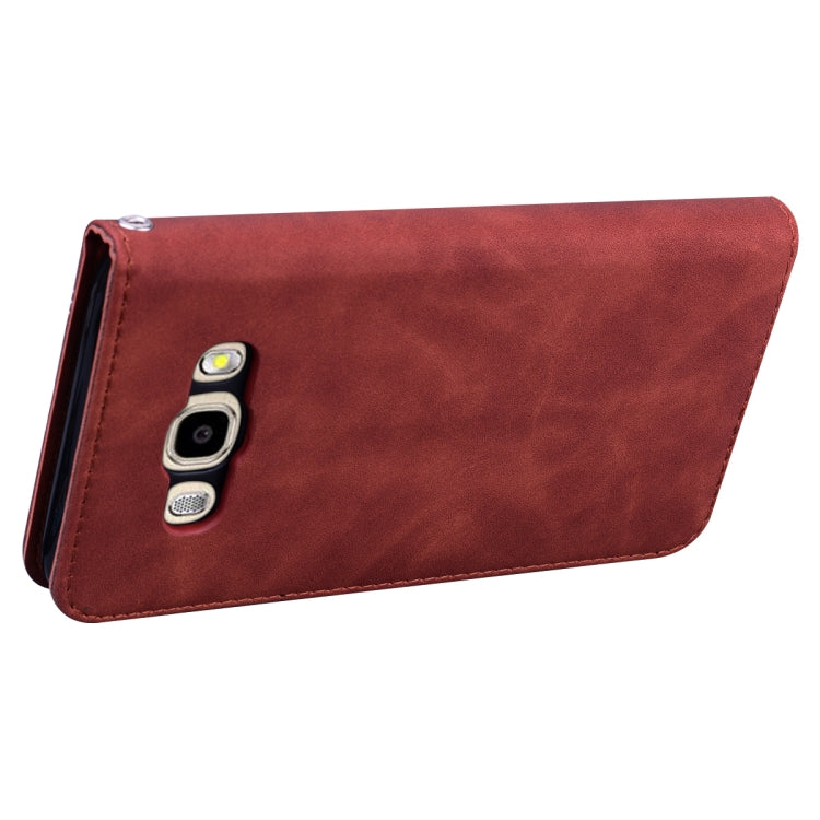 For Samsung Galaxy J5 (2016) / J510 Frosted Business Magnetic Horizontal Flip PU Leather Case with Holder & Card Slot & Lanyard