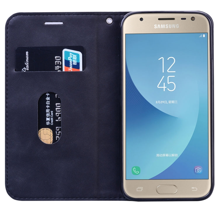 For Samsung Galaxy J5 / J530 (EU) Frosted Business Magnetic Horizontal Flip PU Leather Case with Holder & Card Slot & Lanyard