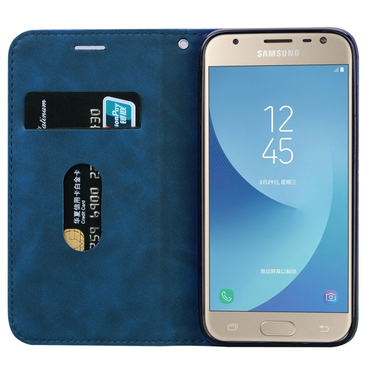 For Samsung Galaxy J5 / J530 (EU) Frosted Business Magnetic Horizontal Flip PU Leather Case with Holder & Card Slot & Lanyard