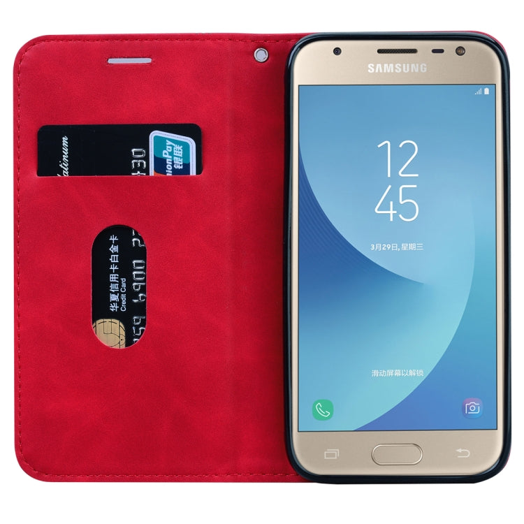 For Samsung Galaxy J5 / J530 (EU) Frosted Business Magnetic Horizontal Flip PU Leather Case with Holder & Card Slot & Lanyard