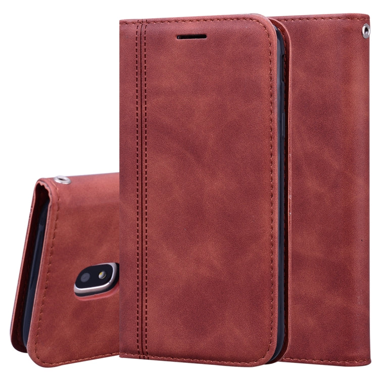 For Samsung Galaxy J5 / J530 (EU) Frosted Business Magnetic Horizontal Flip PU Leather Case with Holder & Card Slot & Lanyard