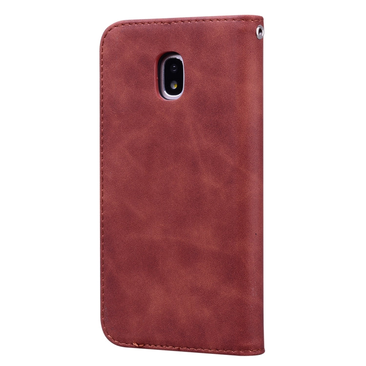 For Samsung Galaxy J5 / J530 (EU) Frosted Business Magnetic Horizontal Flip PU Leather Case with Holder & Card Slot & Lanyard