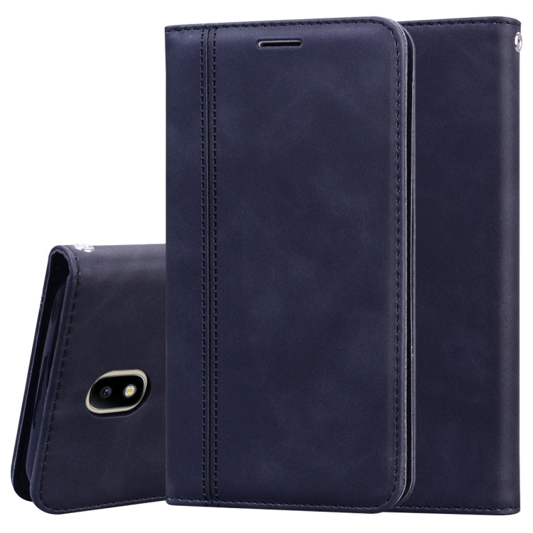 For Samsung Galaxy J7 / J730 (EU) Frosted Business Magnetic Horizontal Flip PU Leather Case with Holder & Card Slot & Lanyard
