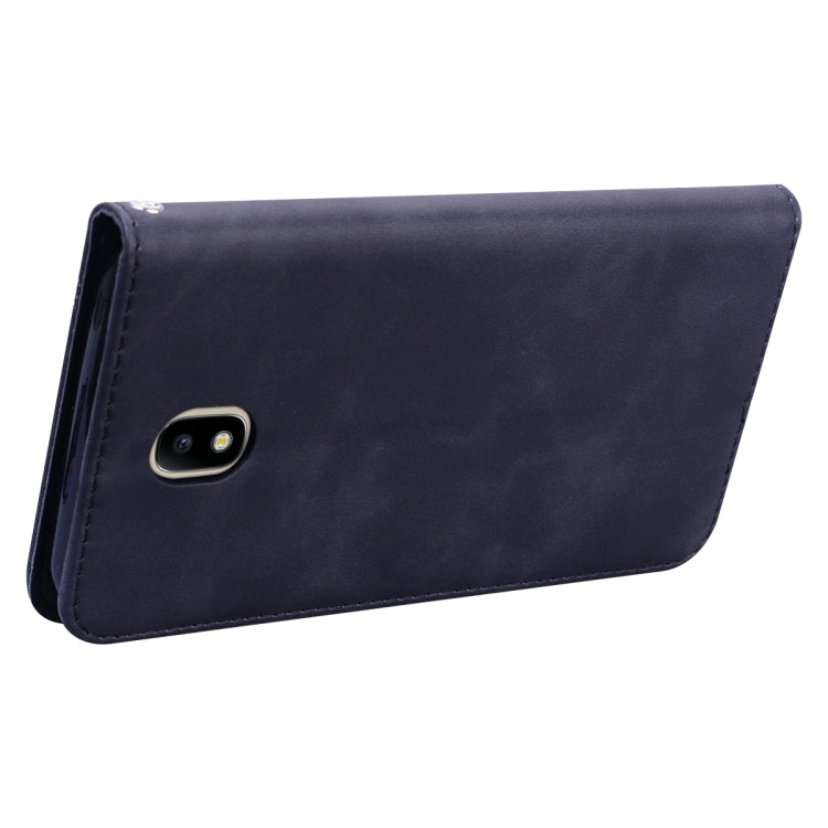 For Samsung Galaxy J7 / J730 (EU) Frosted Business Magnetic Horizontal Flip PU Leather Case with Holder & Card Slot & Lanyard