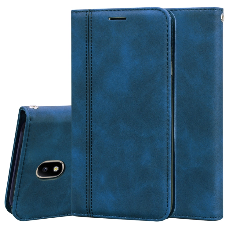 For Samsung Galaxy J7 / J730 (EU) Frosted Business Magnetic Horizontal Flip PU Leather Case with Holder & Card Slot & Lanyard