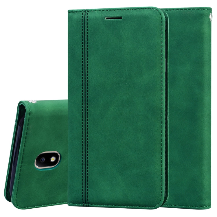For Samsung Galaxy J7 / J730 (EU) Frosted Business Magnetic Horizontal Flip PU Leather Case with Holder & Card Slot & Lanyard