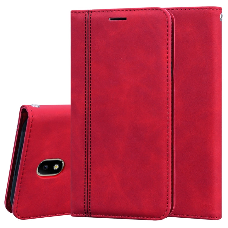 For Samsung Galaxy J7 / J730 (EU) Frosted Business Magnetic Horizontal Flip PU Leather Case with Holder & Card Slot & Lanyard