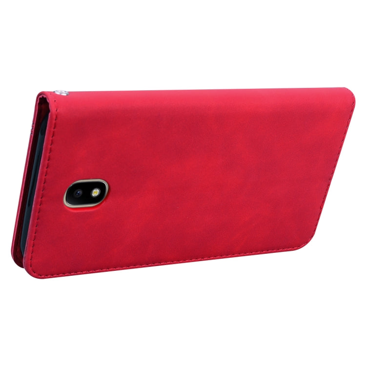 For Samsung Galaxy J7 / J730 (EU) Frosted Business Magnetic Horizontal Flip PU Leather Case with Holder & Card Slot & Lanyard