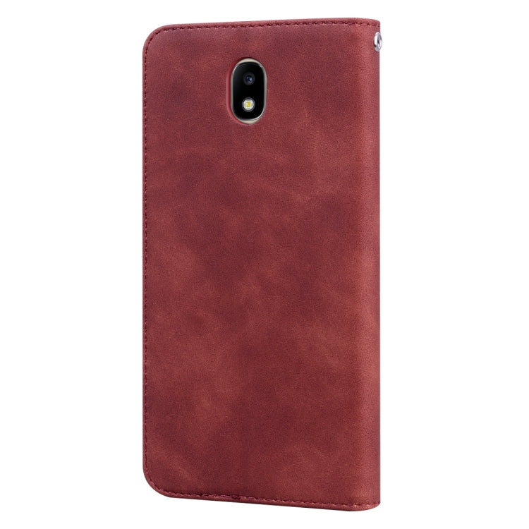 For Samsung Galaxy J7 / J730 (EU) Frosted Business Magnetic Horizontal Flip PU Leather Case with Holder & Card Slot & Lanyard