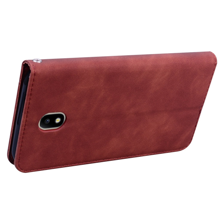 For Samsung Galaxy J7 / J730 (EU) Frosted Business Magnetic Horizontal Flip PU Leather Case with Holder & Card Slot & Lanyard