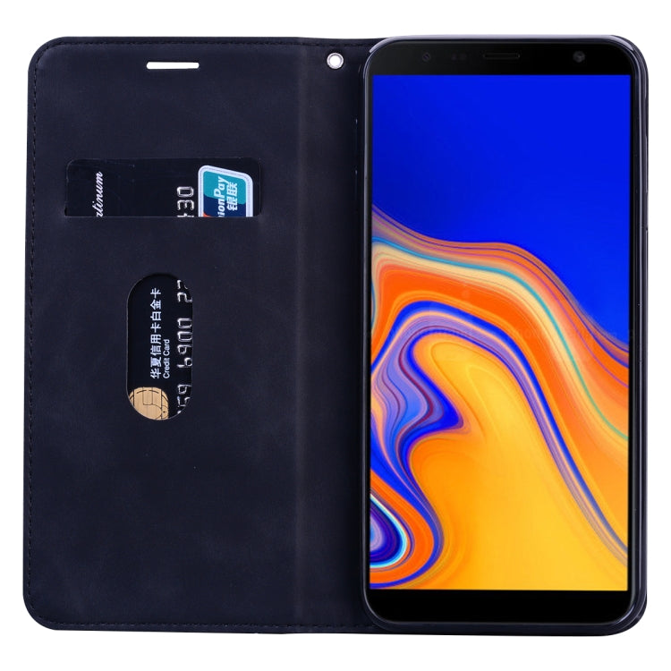 For Samsung Galaxy J4 Plus (2018) Frosted Business Magnetic Horizontal Flip PU Leather Case with Holder & Card Slot & Lanyard