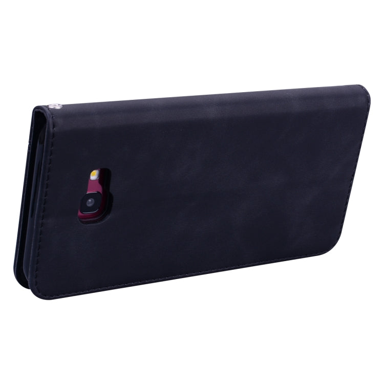 For Samsung Galaxy J4 Plus (2018) Frosted Business Magnetic Horizontal Flip PU Leather Case with Holder & Card Slot & Lanyard