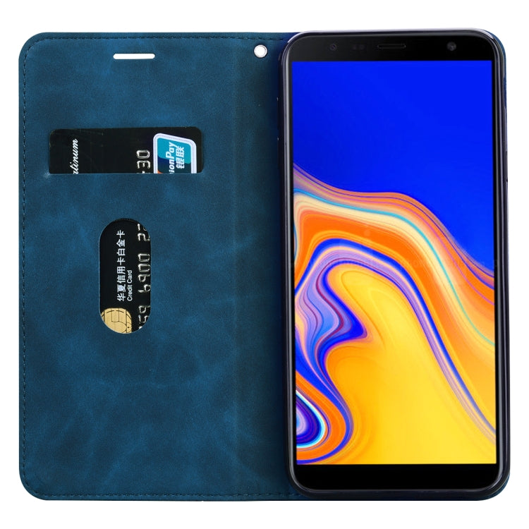 For Samsung Galaxy J4 Plus (2018) Frosted Business Magnetic Horizontal Flip PU Leather Case with Holder & Card Slot & Lanyard